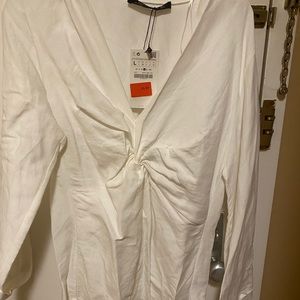 Zara top plunge twist neckline.
